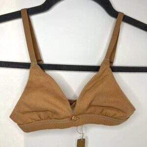 SKIMS Pointelle Logo Triangle Bralette OCHRE Size XXS New With Tags Fast…